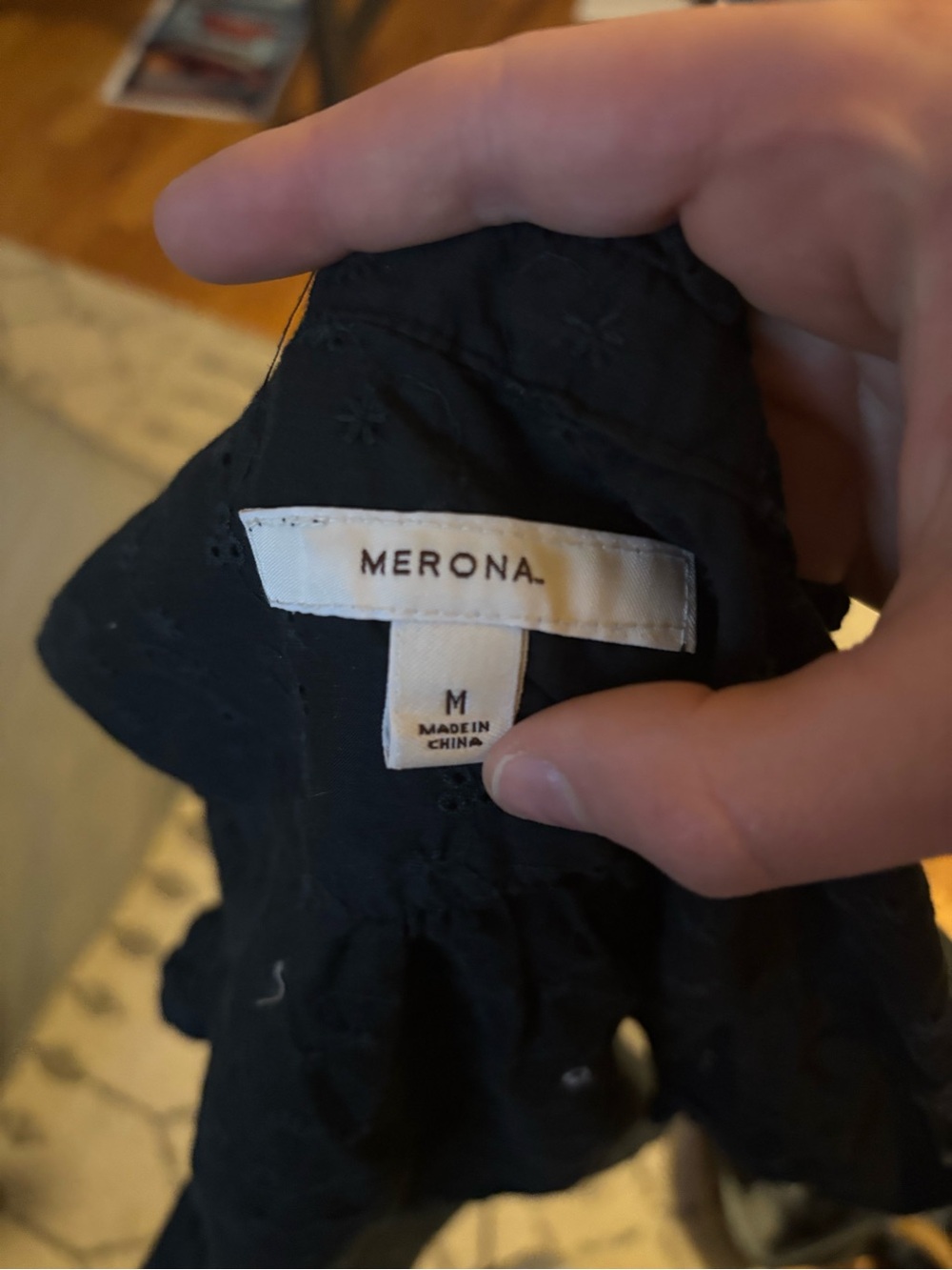 Merona Black Eyelet Button-Front Top - Picture 2 of 8
